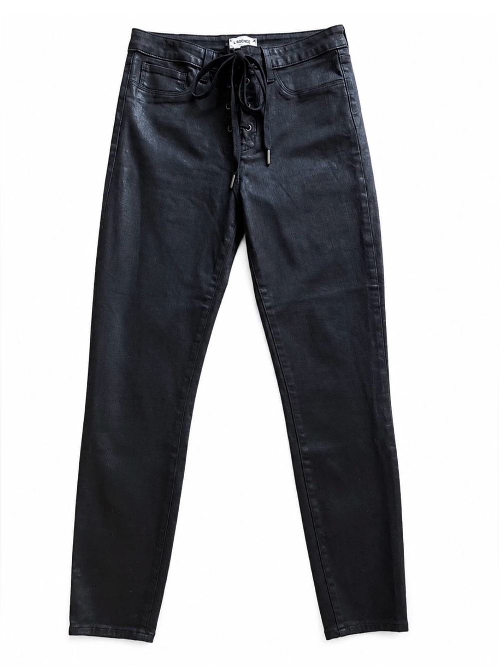 L’AGENCE  Margot Waxed Coated Tie Up skinny Denim Jeans  Size 29 retail $245